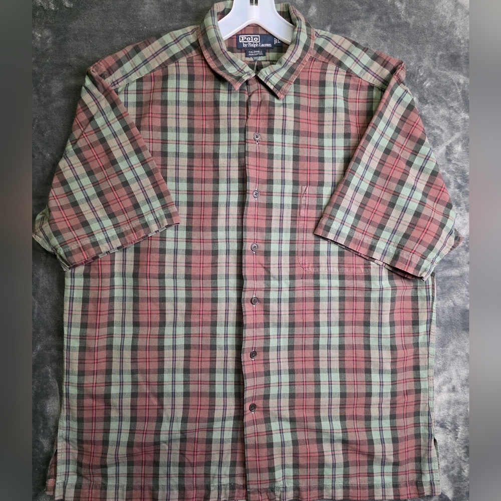 Polo by Ralph Lauren Red and Green Casual Button Down Shirt